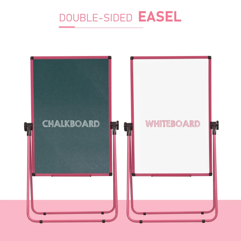 Vinsetto Foldable and Height Adjustable U-Stand Double Sided Whiteboard Chalkboard Easel