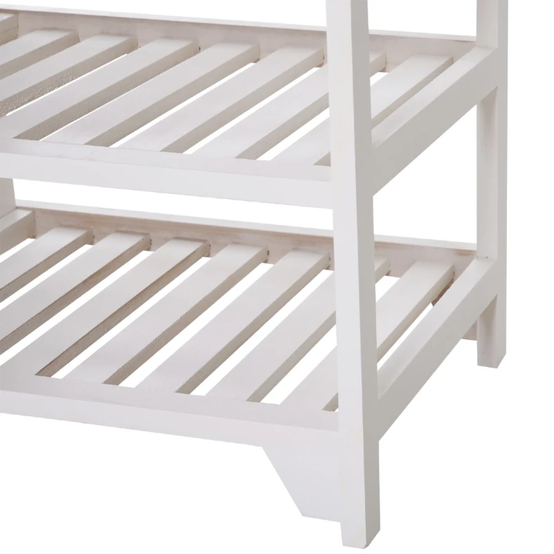 HOMCOM Compact Rustic Padded Wooden Shoe Rack Bench Organizer With Drawers - Country White