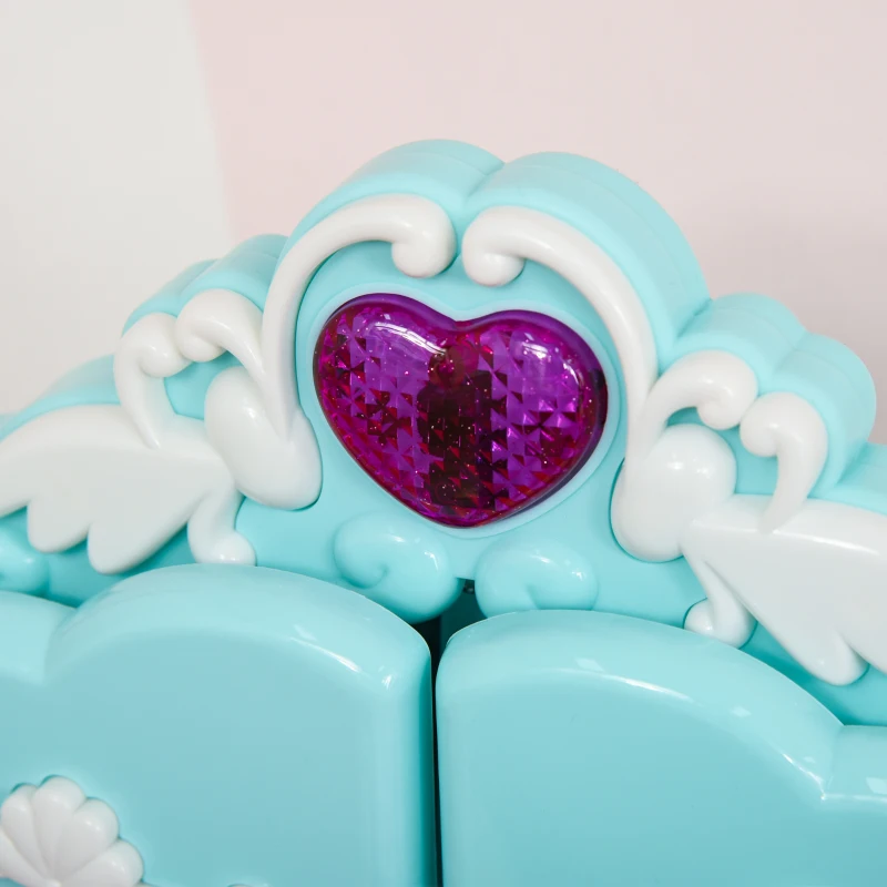 Qaba 2 In 1 Musical Piano Kids Dressing Table Set, 32 PCS Vanity Make Up Desk, Children Pretend Toy, with Beauty Kit, Mirror, Stool, Light, for 3-6 Years Old, Pink, Blue