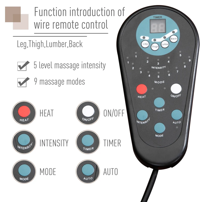 HOMCOM 152° Adjustable Electric Power Lift Recliner Massage Chair Linen Surface w/ 8 Vibration Points 2 Remote Living Room Office Furniture - Brown