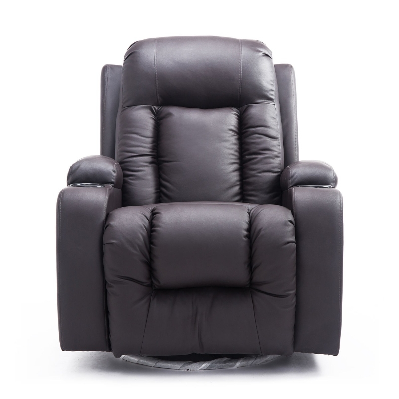Open Box HOMCOM Luxury Faux Leather Heated Vibrating Massage Recliner Chair with Remote - Dark Brown