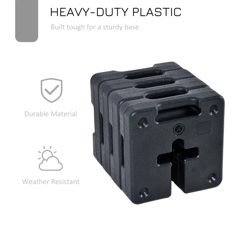 Outsunny 4-Piece HDPE Canopy Tent Weights with a Slotted No-Pinch Design, Side Carry Handles, & Sand/Water Fill