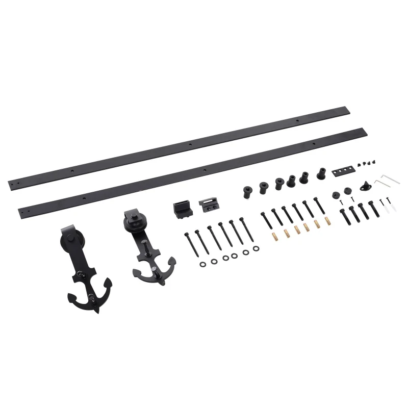 HOMCOM Boat Anchor Sliding Barn Door Track Kit Modern for Wooden Door