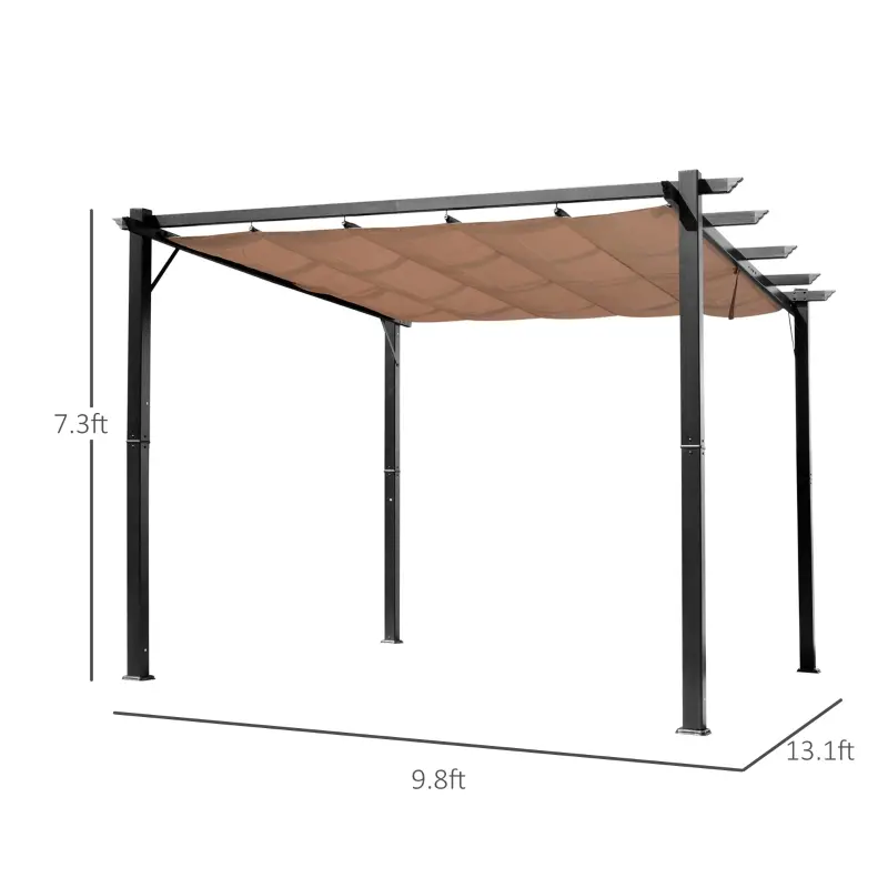 Outsunny 10' x 13' Outdoor Pergola Gazebo Backyard Canopy Cover Adjustable Sunshade, Gray