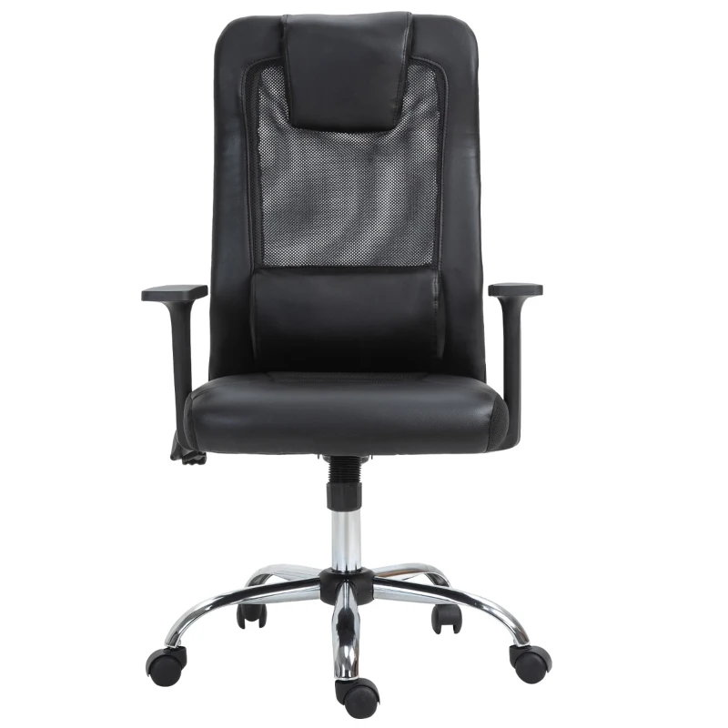 Vinsetto Mesh Office Chair with Rechargeable Electric Vibration Massage Lumbar Rocking, with Pillow, Wheels - Black
