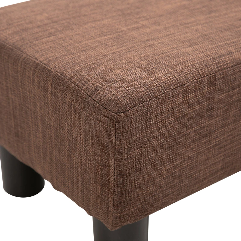 HOMCOM 15” Rectangular Linen Padded Ottoman Footrest Stool Modern Entryway Living Room Seat Chair