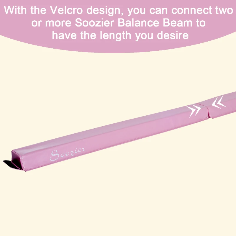 Soozier 8FT Folding Floor Balance Beam Foam Gymnastic Training Low Height Beam for Kids Home Gym Pink
