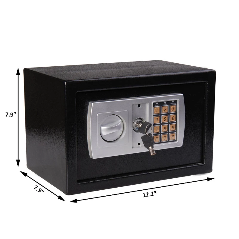 HomCom 12" x 8" x 8" Steel Electronic Digital Security Safe - Black