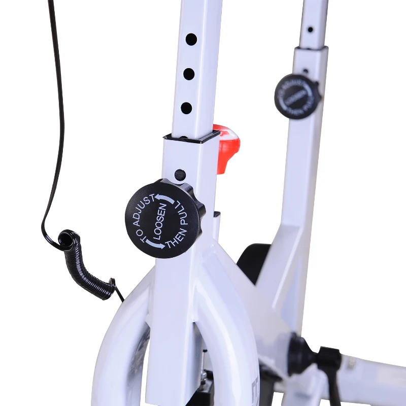 Soozier Adjustable Stationary Exercise Bike Indoor Bicycle Cycling Trainer Home Gym Fitness Workout Equipment with LCD Monitor White
