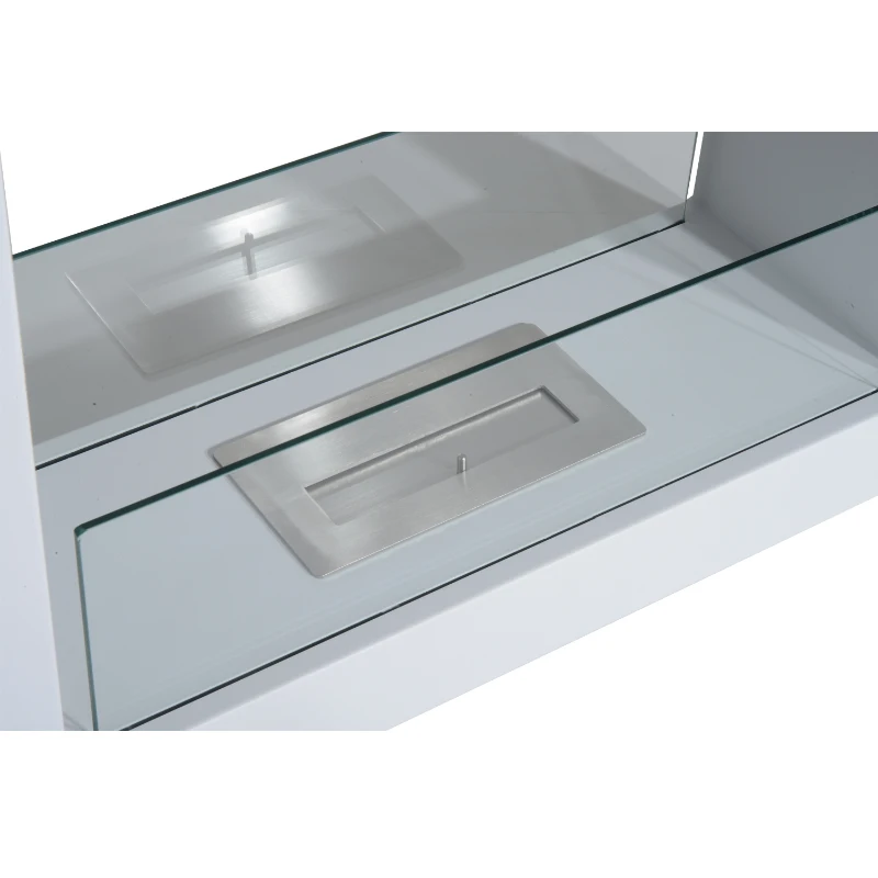 HOMCOM Bioethanol Fireplace Stove Fireplace Freestanding Tempered Glass Stainless Steel White