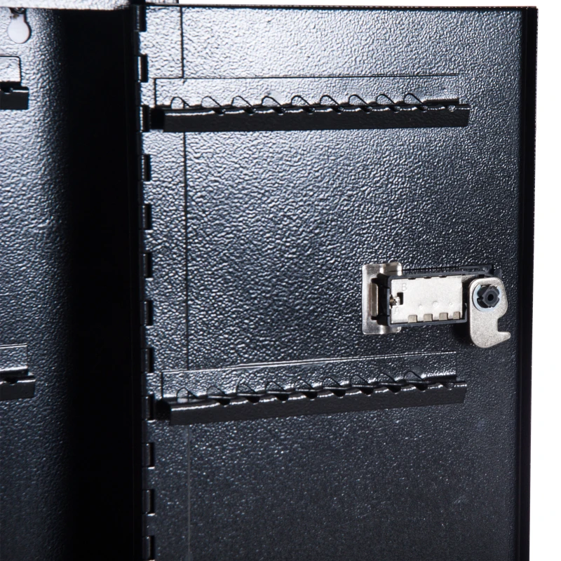 HOMCOM Lockable Steel Key Cabinet Wall Mounted w/ Key Tags Black