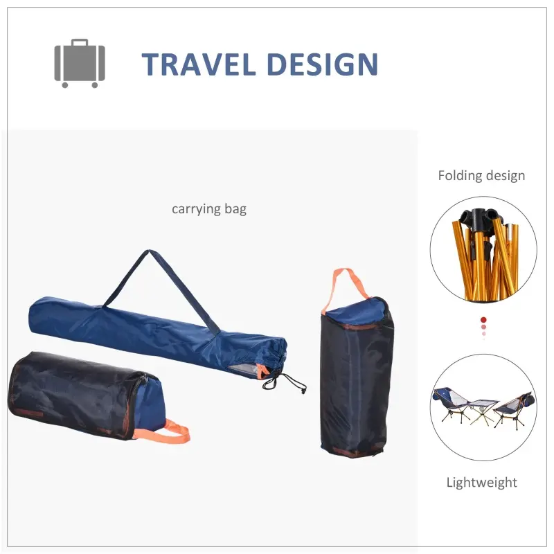 Outsunny Camping Table and 2 Chairs Set Lightweight Folding Set w/ Cup Holder & Carry Bag