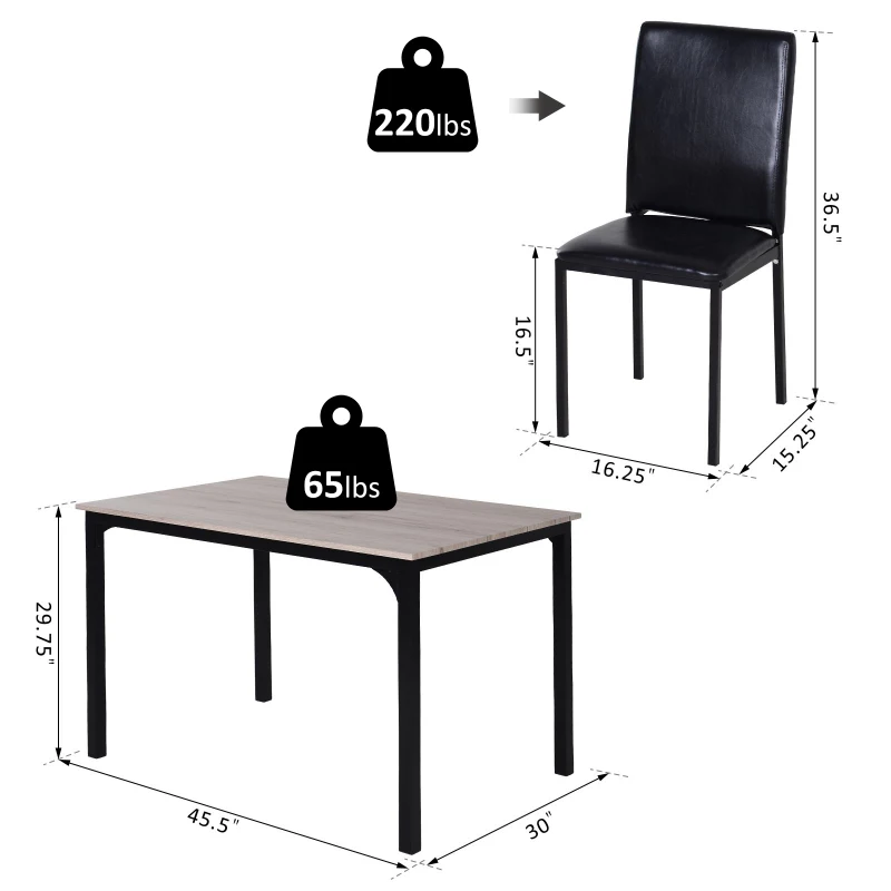 HOMCOM 5pcs Kitchen Dining Table Padded Seat PU Upholstery