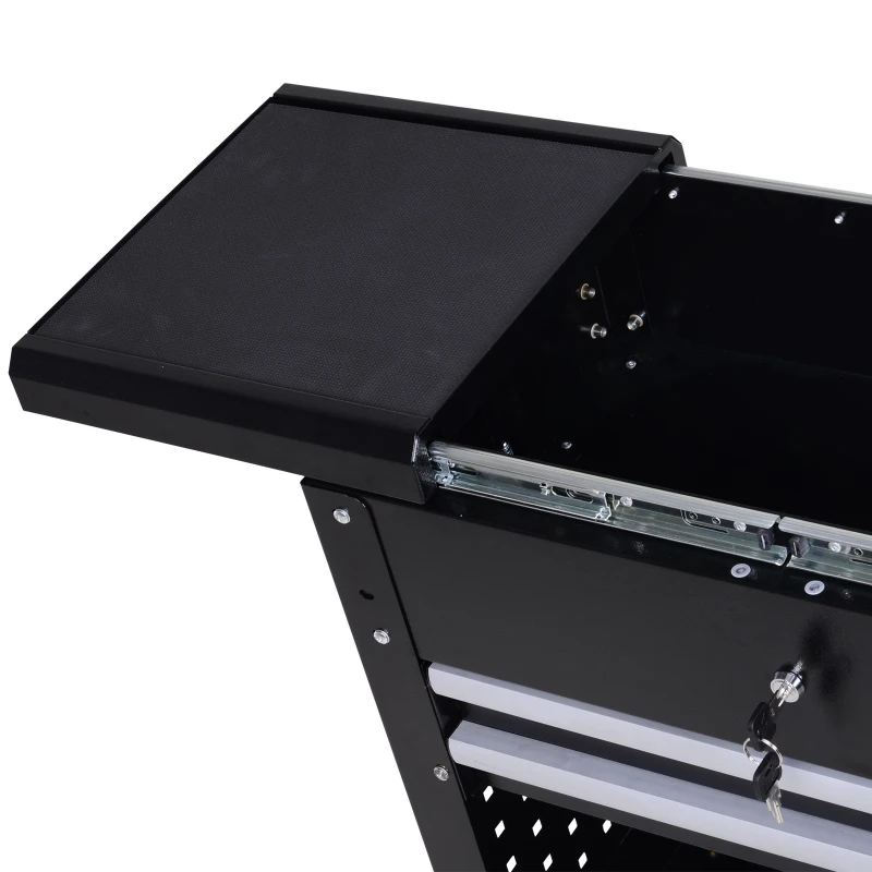 DURHAND Rolling Tool Cart  Toolbox  Tool Organizer with Open Lid and 2 Sliding Drawers
