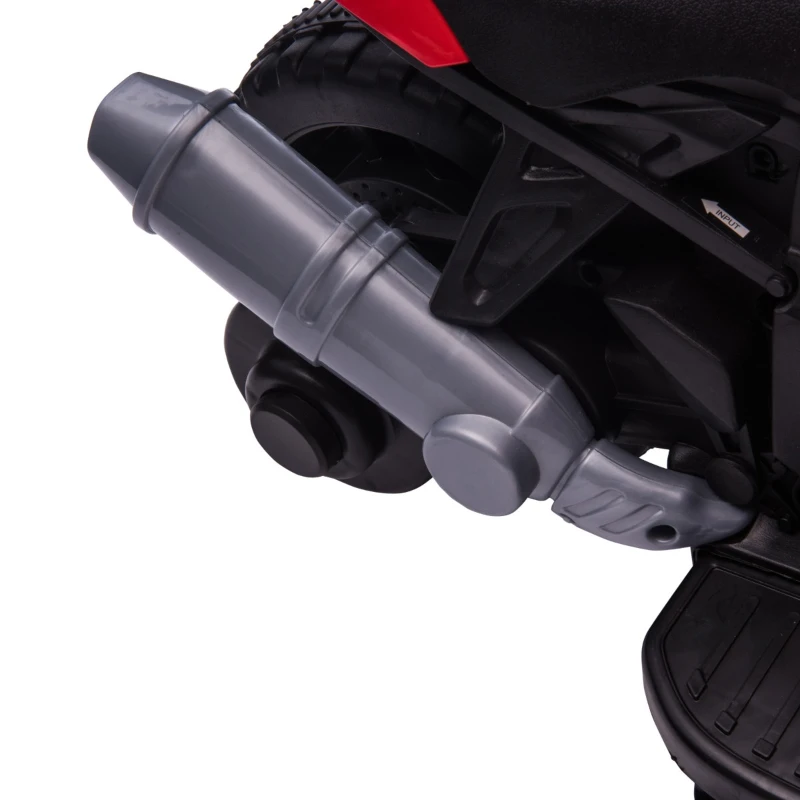 Aosom 6V Kids Motorcycle Dirt Bike Electric Battery-Powered Ride-On Toy Off-road Street Bike for Children with Rechargeable Battery, Pedal, Horn, Headlights, and Training Wheels for Balance Red