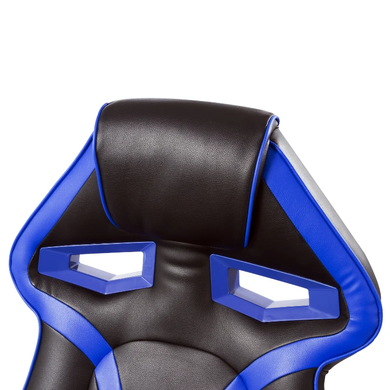 HOMCOM Gaming Racing Chair Rocking Function Computer Seat High Back Adjustable Padded Armrest Home Office Blue
