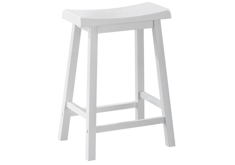 Monarch 2 Piece 24" Saddle Seat Wooden Counter Height Barstool Chair Set - White Finish