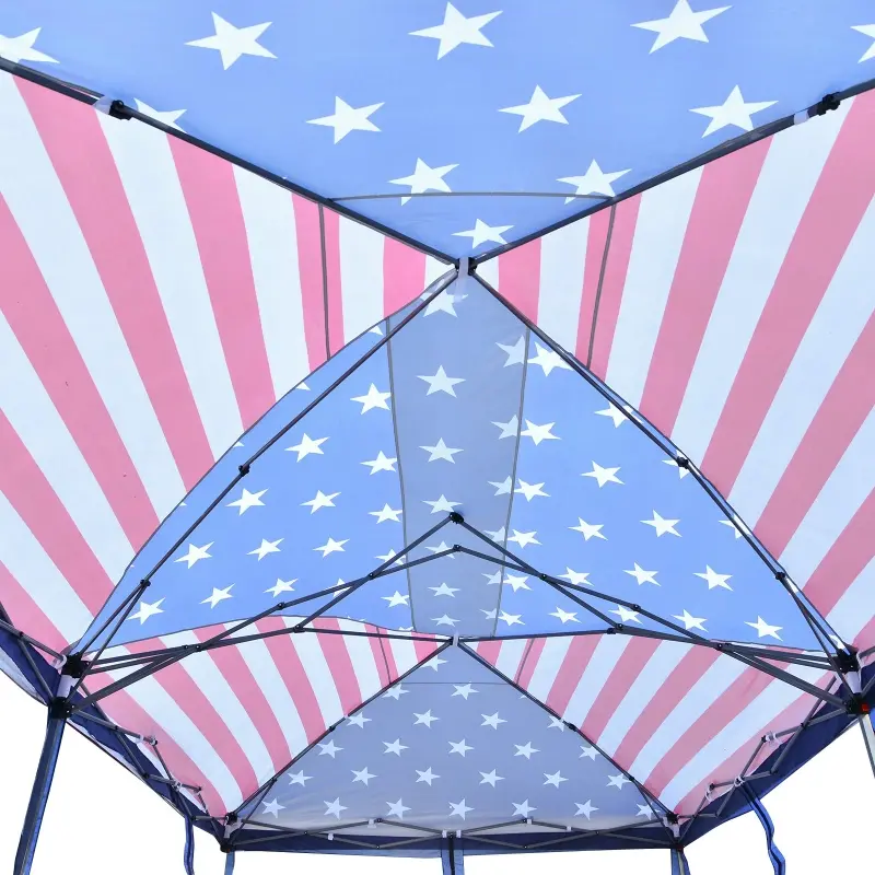 Outsunny 10x20 Pop Up Canopy Party Tent with Removable Mesh Sidewalls - American Flag Print