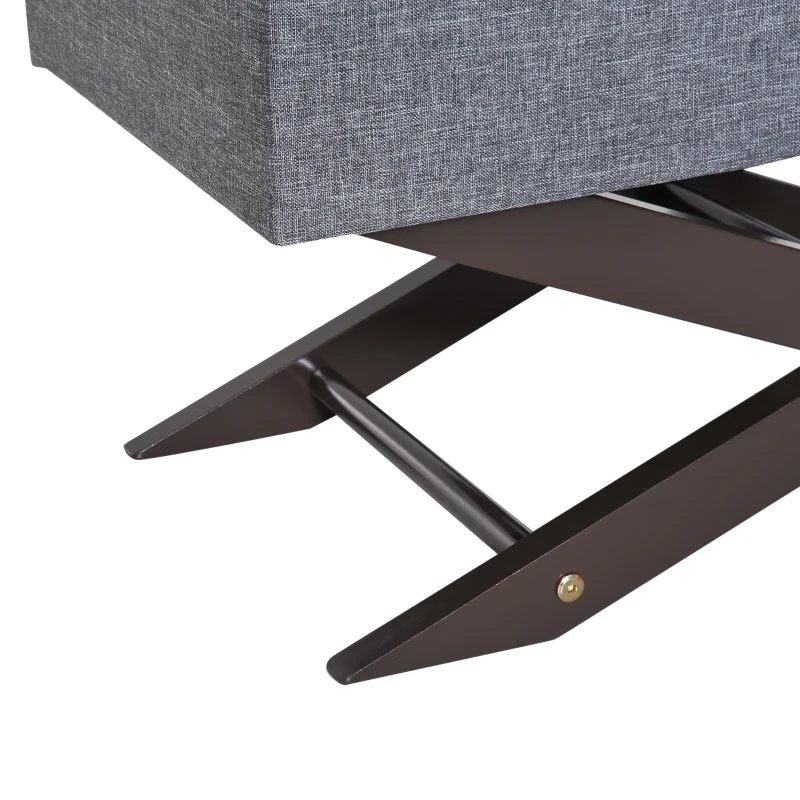 HOMCOM 32" Tufted Upholstered Storage Ottoman Bench X Leg Bed Bench with Organizer Padded Piano Keyboard Seat Grey