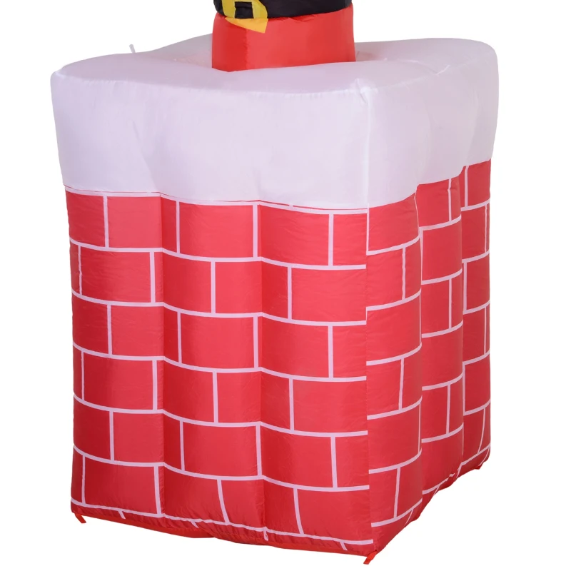 HomCom 6' Tall Outdoor Animated Inflatable Christmas Lawn Decoration - Santa in a Chimney