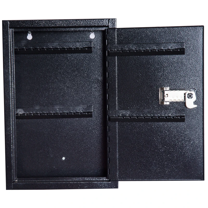HOMCOM Lockable Steel Key Cabinet Wall Mounted w/ Key Tags Black