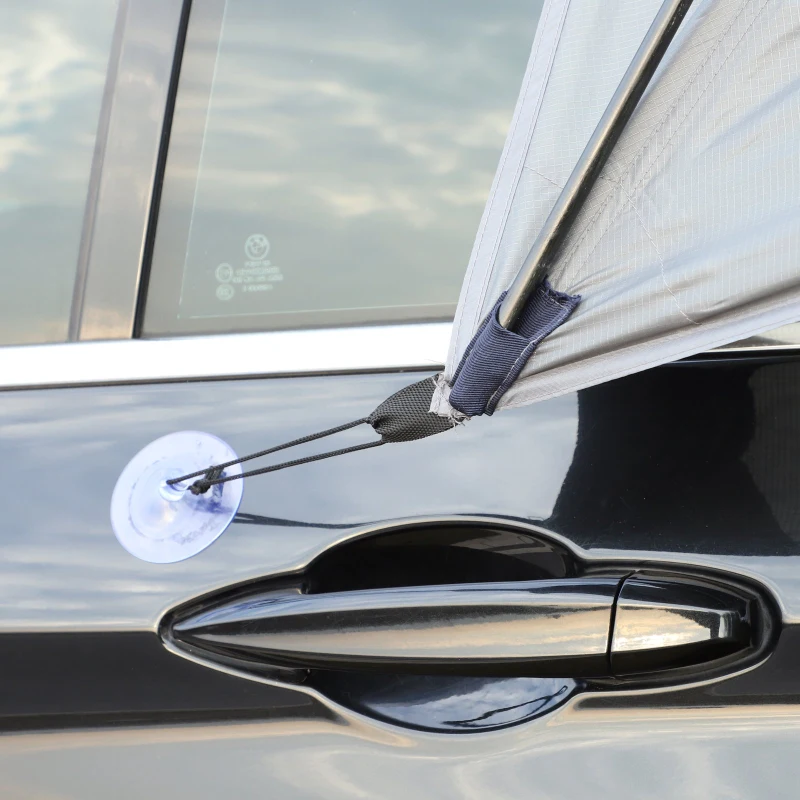 Outsunny Easy-Out Self Standing Rooftop Car Awning with PU Polyester Fabric for Sun-Shade & UV/Water Protection, Grey