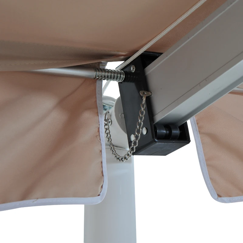 Outsunny 12'x8' Free Standing Manual Retractable Awning Outdoor Gazebo Garden Sunshade Beige