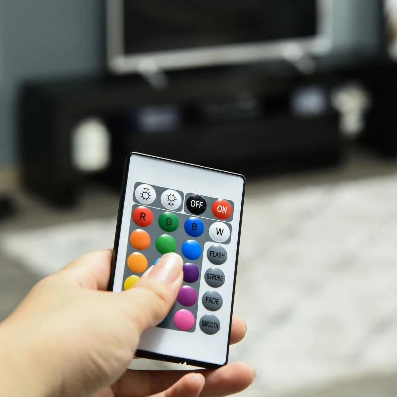 HOMCOM High Gloss TV Stand Cabinet with Remote Controlled LED Lights, Media TV Console Table with Storage Compartment for TVs up to 65", Black