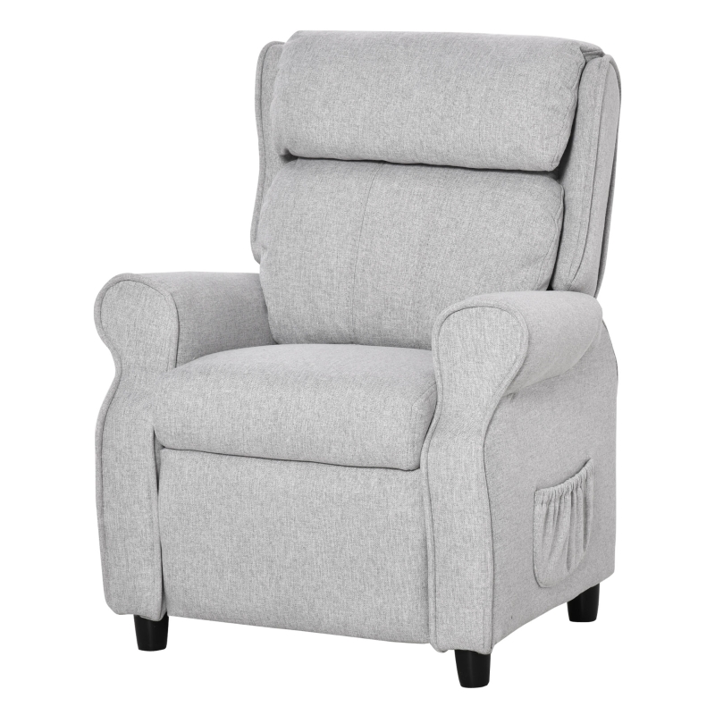 Qaba Kids Recliner Sofa Lounger with Footrest, for 3-8 years, Light Grey