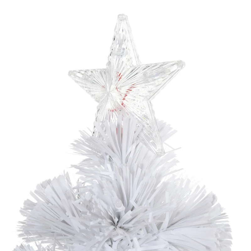 HOMCOM 4ft Fir Artificial Christmas Tree with Realistic Branches, 130 Multi-Color Fiber Optic LED Lights and 130 Tips, White