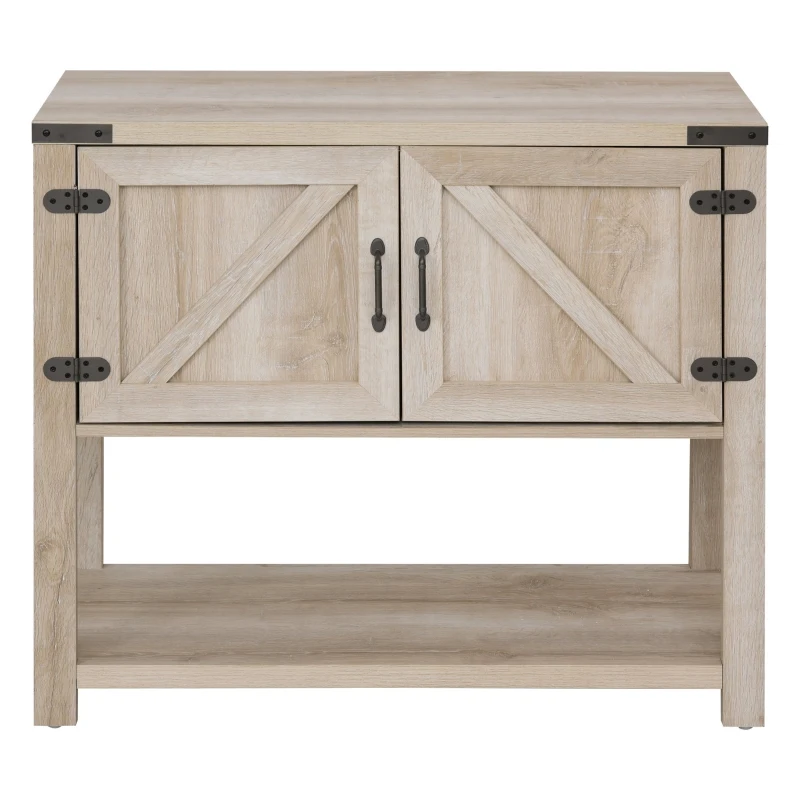 HOMCOM Elegant 2-Door Wooden Storage Hutch Cabinet with Bottom Shelf, Versatile Oak Finish, Ideal for Kitchen & Dining Room