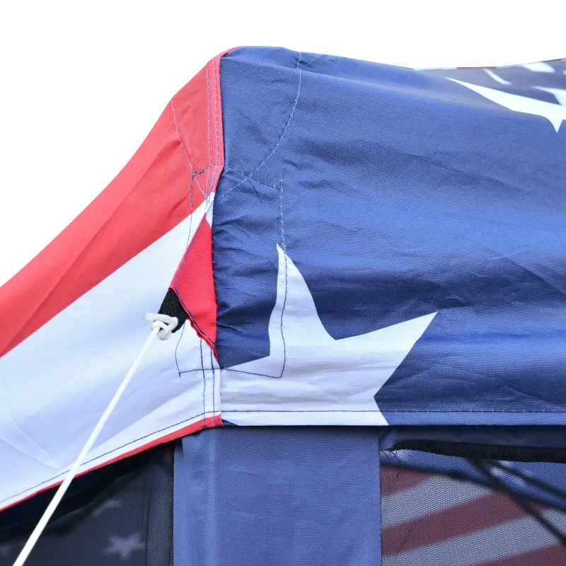Outsunny 10x20 Pop Up Canopy Party Tent with Removable Mesh Sidewalls - American Flag Print