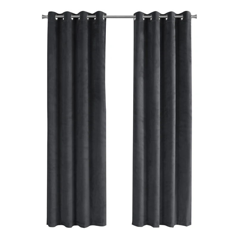 Monarch 52" x 84" Room Darkening Curtain Panels (Set of 2), Textured Finish - Dark Grey