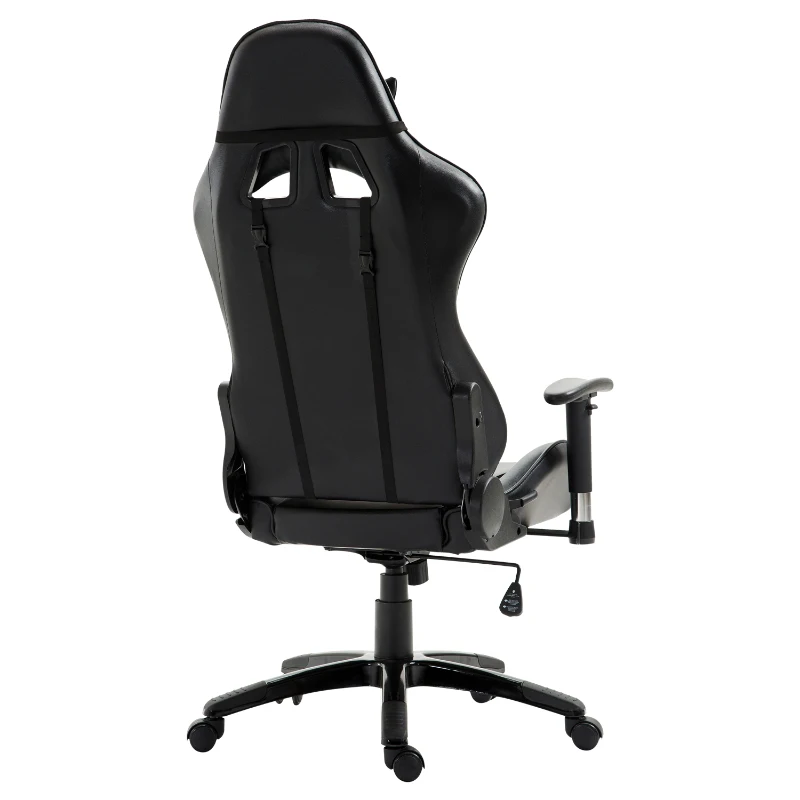 HOMCOM Executive Gaming Racing Office Chair Ergonomic Recliner Adjustable Swivel PU Padded Home Office Black