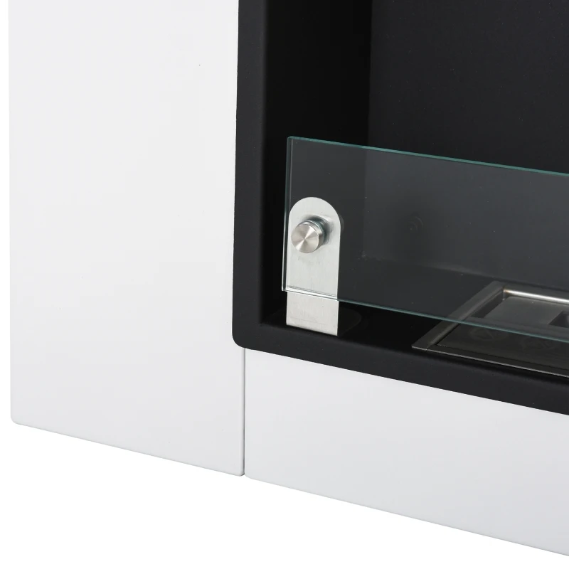 HOMCOM Ethanol Fireplace, 43.25" Wall-Mounted 0.73 Gal Stainless Steel Max 323 Sq. Ft., Burns up to 4 Hours, White