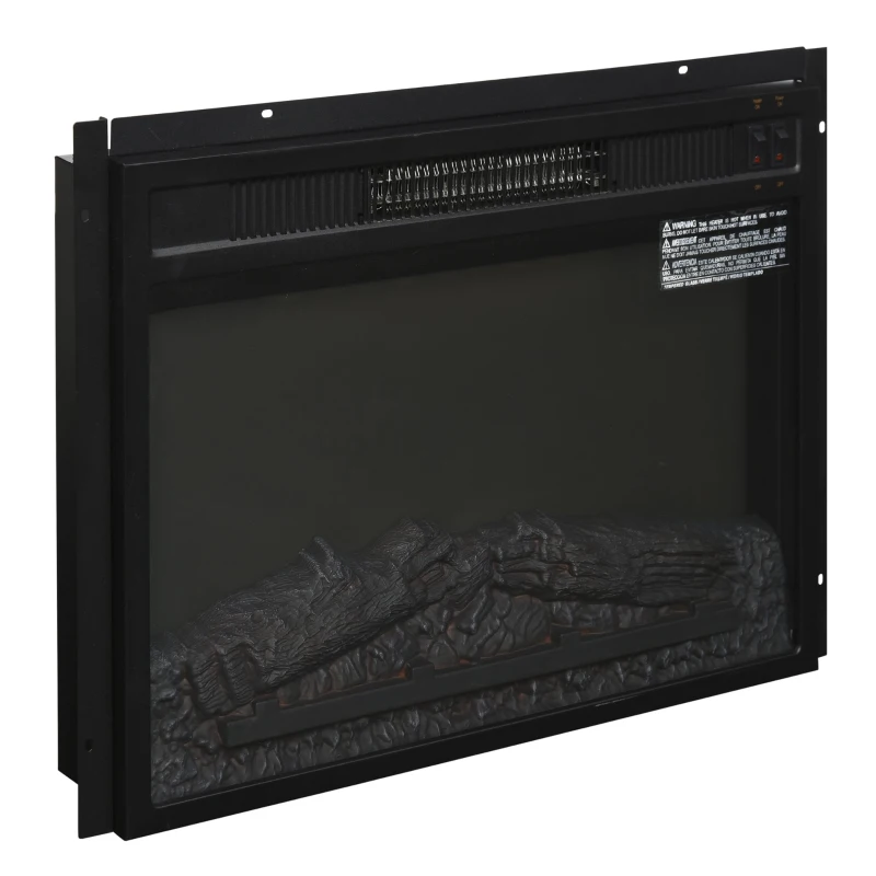 HOMCOM Electric Fireplace Insert for Wood Cabinets with Realistic Flame Effect and Automatic Shut-Off, Black