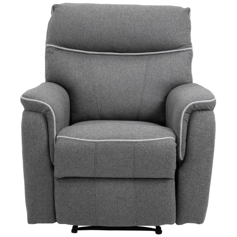HOMCOM Manual Recliner Armchair with Thick Padded Headrest, Back and Footrest and Adjustable 150 Degree Angle, Grey