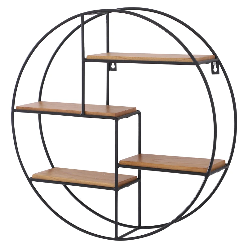 HOMCOM Round Wall-Mounted Shelves Wall Hanging Room Decoration Frame Partition Iron Display Storage