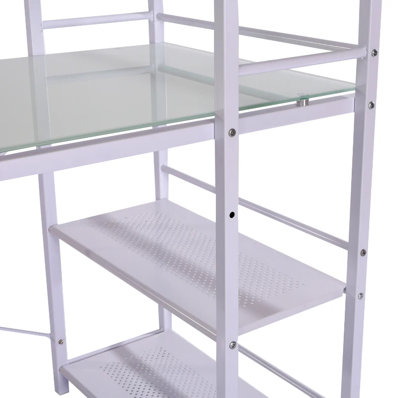 Open Box HomCom 50" Modern Office Desk With Storage Shelves Bookcase - White