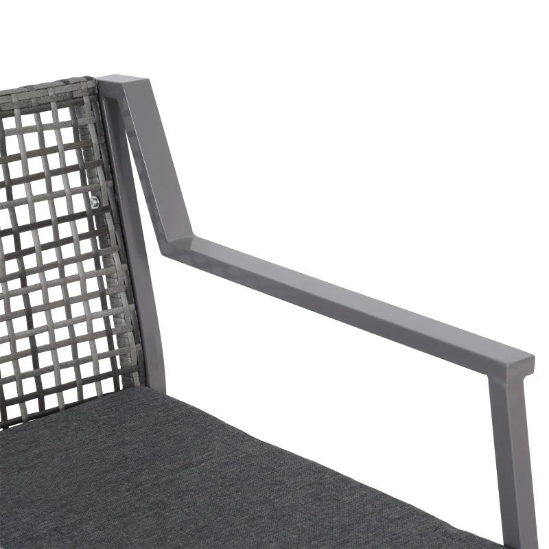 Outsunny 2 Piece Rattan Wicker Patio Dining Chairs, Patio Furniture Set with Armrest, Cushions for Backyard, Garden, Grey