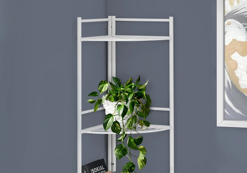 Monarch 58" H Modern 4-Tier Metal Corner Etagere Bookcase - White