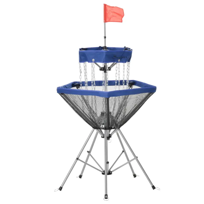 Soozier Portable Disc Golf Basket Target with 12-Chain, Easy Carry Bag, Dark Blue