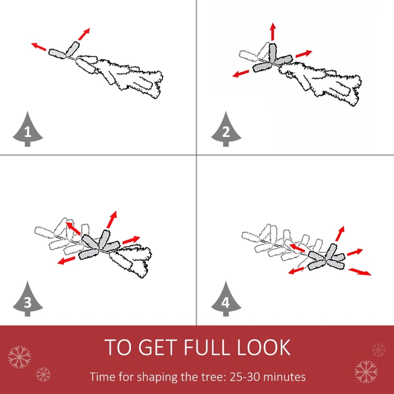 HOMCOM 7ft Pre-Lit Snow-Flocked Noble Fir Artificial Christmas Tree with Realistic Branches, 198 LED Lights and 342 Tips