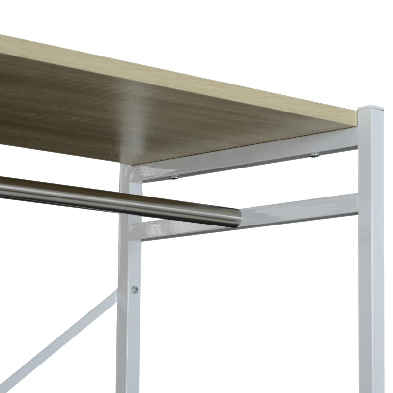 HOMCOM Rolling Garment Rack 2 Shelves Hanging Rods Oak