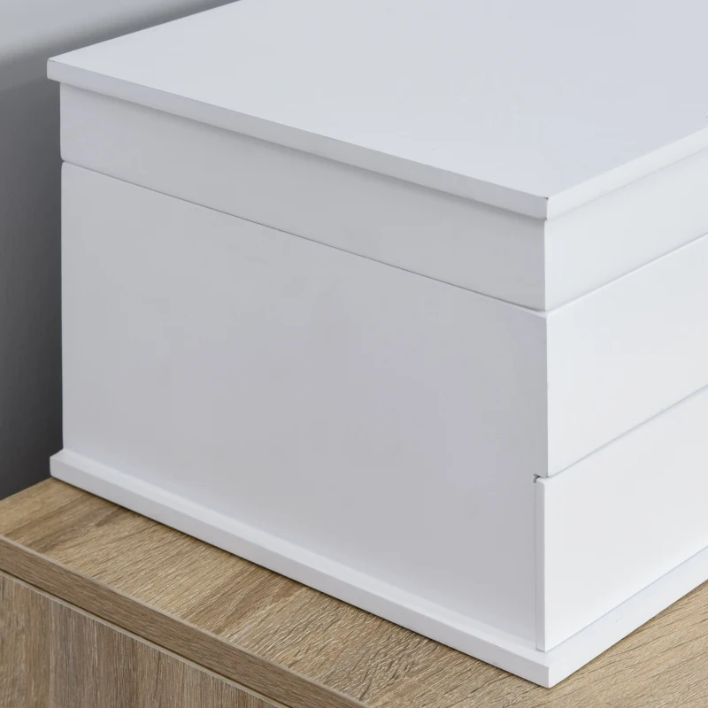 HOMCOM 3-Tier Jewelry Box Organizer with Glass Mirror and 6 Slots for Beauty Accessories, Costume Jewelry, White