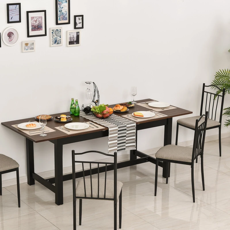 HomCom Expandable Folding Kitchen Dining Table with Elegant Natural Wood Design & Sturdy Construction - Walnut