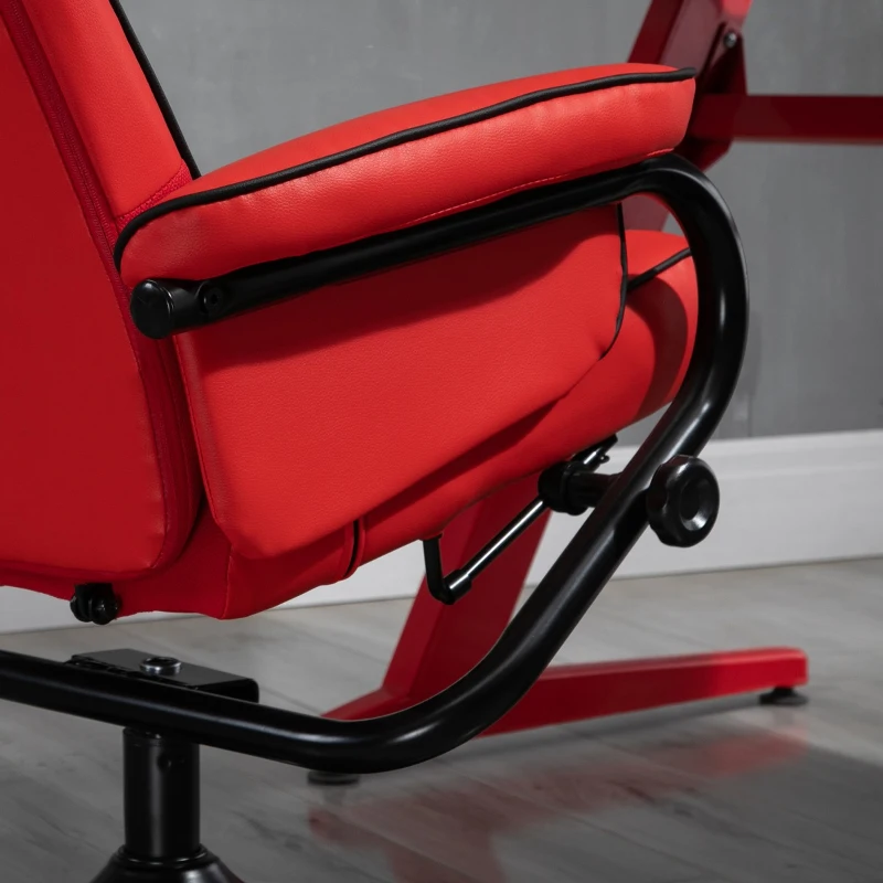 Vinsetto High Back Video Gaming Recliner with Ottoman, Racing Style PC Computer Office Chair, Swivel with Headrest & Lumbar Support, Adjustable Height, Red/Black