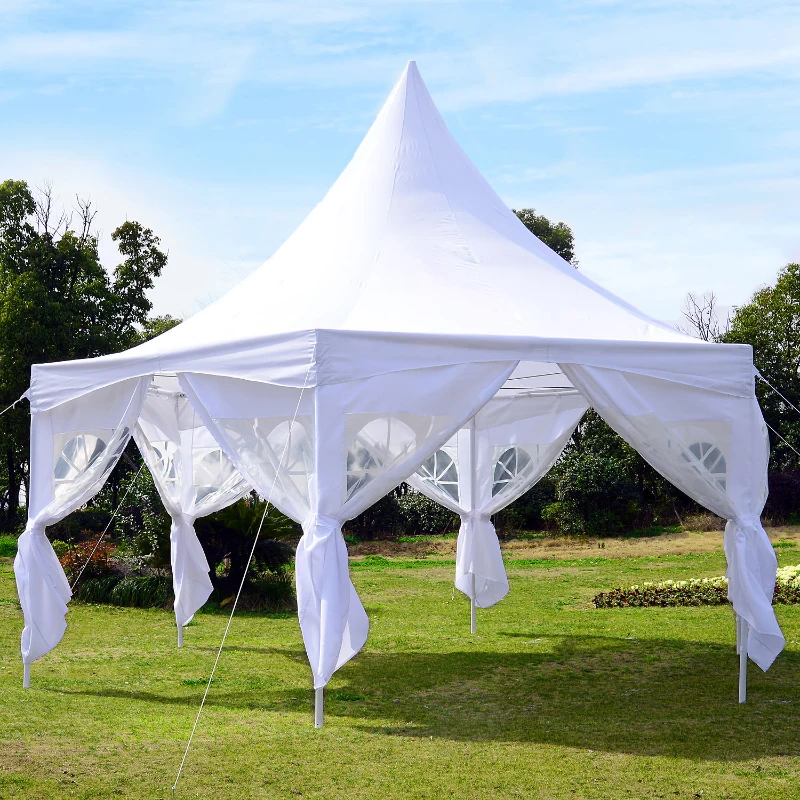 Outsunny Pagoda Party Tent w/ Removable Sidewalls Wedding Outdoor Gazebo Canopy White