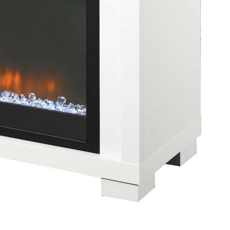 HOMCOM 43.75" W x 31.5" H Electric Fireplace Mantel TV Stand, Media Console Center Cabinet with Two Shelves and Remote Control, White