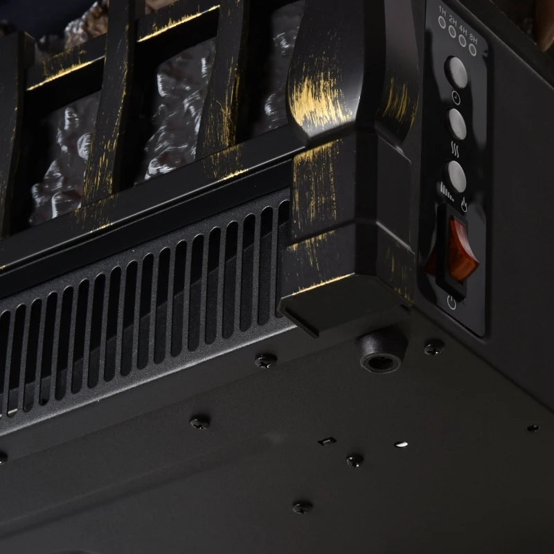 HOMCOM Electric Fireplace Insert Log with Realistic Ember Bed, Fireplace Heater with Remote Control, and 8H Timer, 1500W, Black